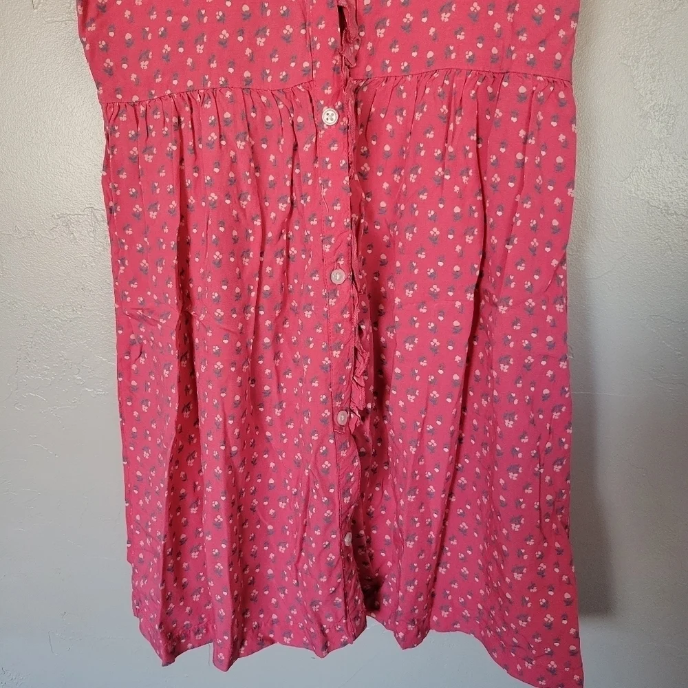 Carter's Kid Girls 10 Pink Dress Dainty Floral Short Sleeve Button Up Collared